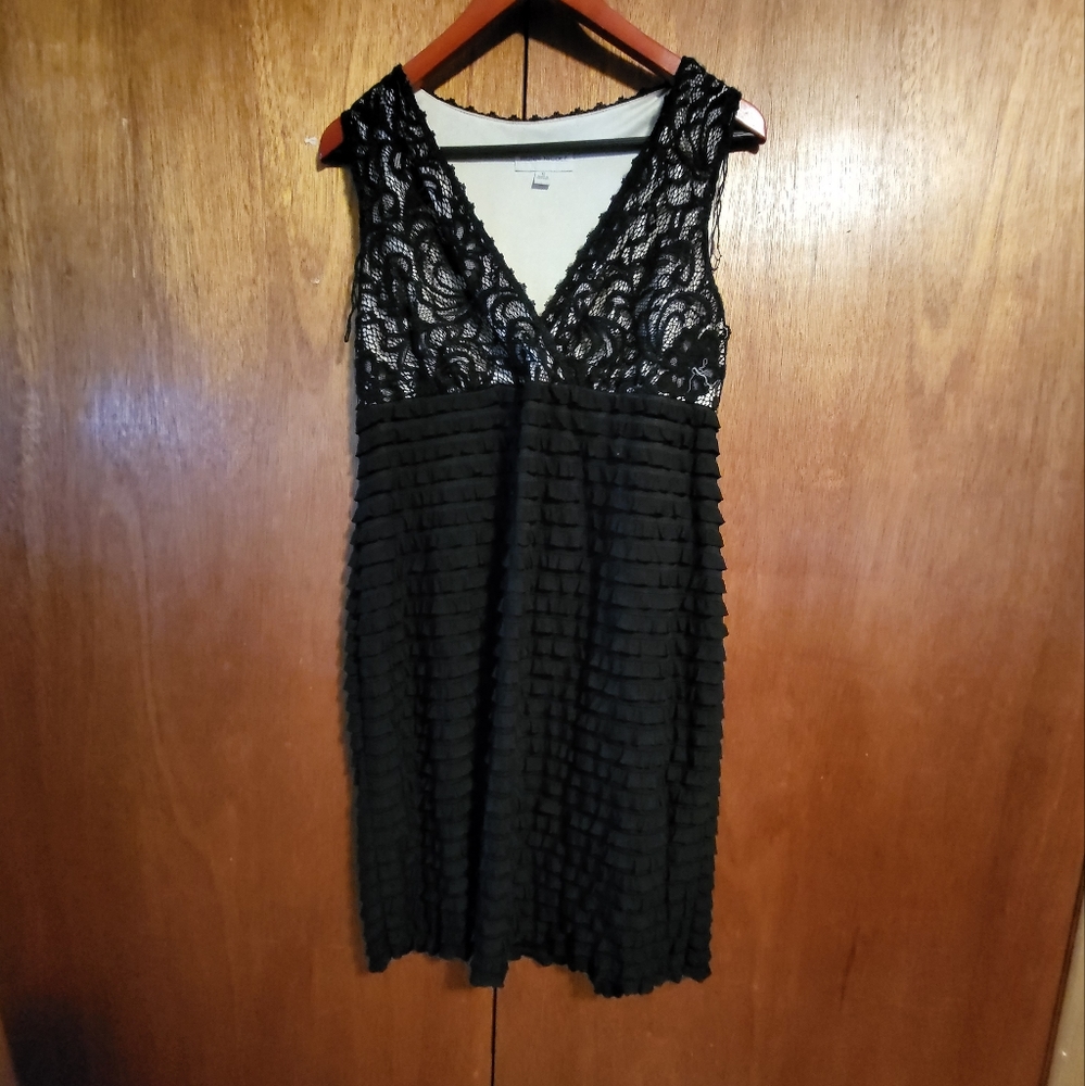 Ronni Nicole Lace and ruffle sheath dress